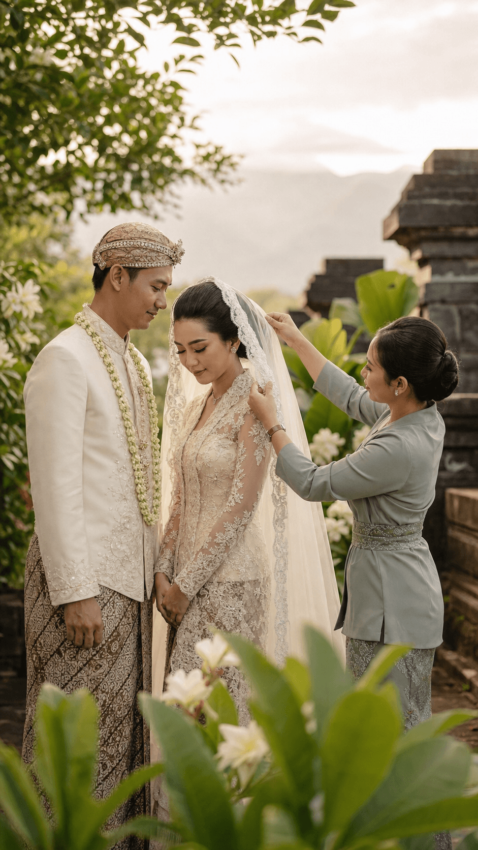 Cempaka Usher mendampingi pengantin di hari pernikahan